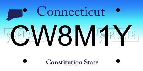 CW8M1Y Connecticut License Plate