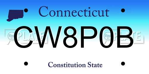 CW8P0B Connecticut License Plate