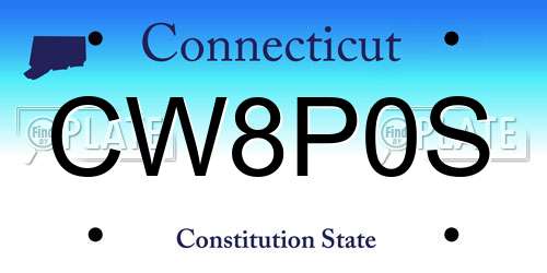 CW8P0S Connecticut License Plate