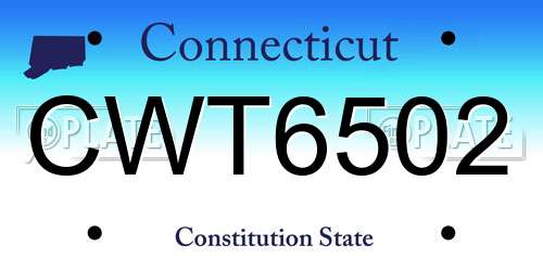CWT6502 Connecticut License Plate