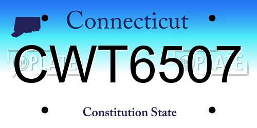 CWT6507 Connecticut License Plate