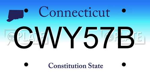 CWY57B Connecticut License Plate