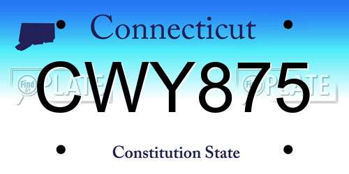 CWY875 Connecticut License Plate
