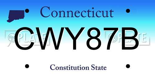 CWY87B Connecticut License Plate
