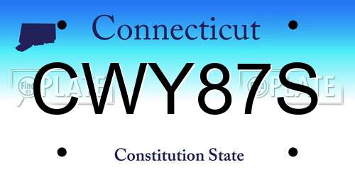 CWY87S Connecticut License Plate