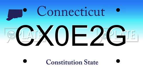 CX0E2G Connecticut License Plate