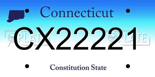 CX22221 Connecticut License Plate
