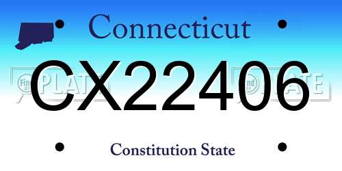 CX22406 Connecticut License Plate