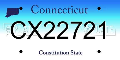 CX22721 Connecticut License Plate