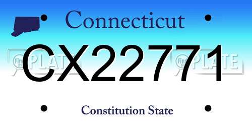 CX22771 Connecticut License Plate