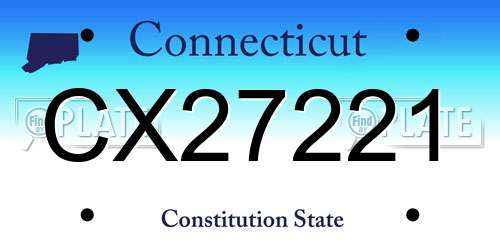 CX27221 Connecticut License Plate