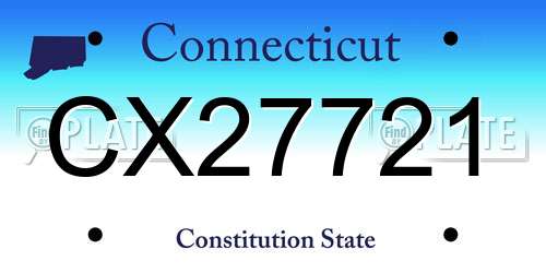 CX27721 Connecticut License Plate