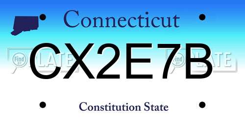 CX2E7B Connecticut License Plate