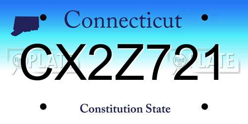 CX2Z721 Connecticut License Plate