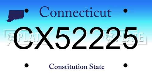CX52225 Connecticut License Plate