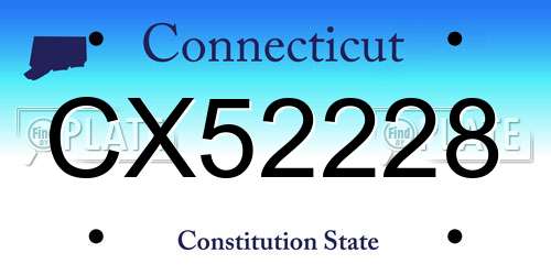 CX52228 Connecticut License Plate
