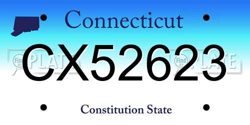 CX52623 Connecticut License Plate