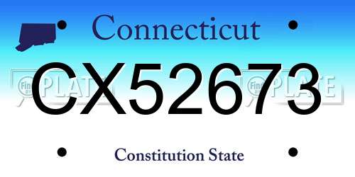 CX52673 Connecticut License Plate