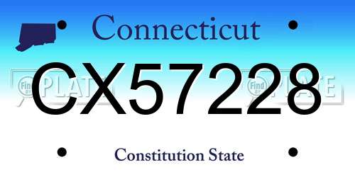 CX57228 Connecticut License Plate