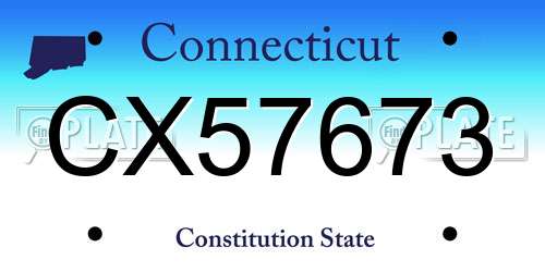 CX57673 Connecticut License Plate