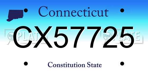 CX57725 Connecticut License Plate
