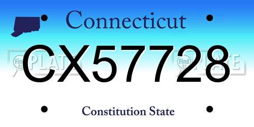 CX57728 Connecticut License Plate