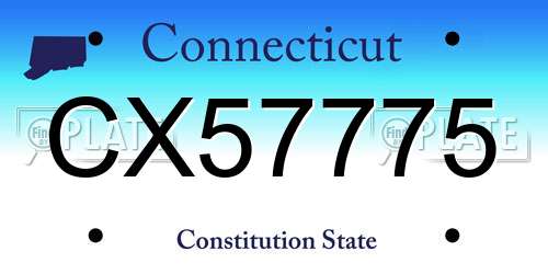 CX57775 Connecticut License Plate