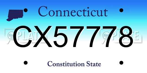 CX57778 Connecticut License Plate