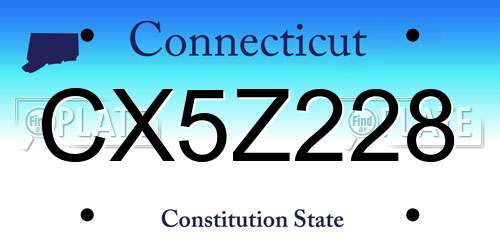 CX5Z228 Connecticut License Plate