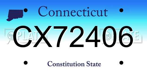 CX72406 Connecticut License Plate