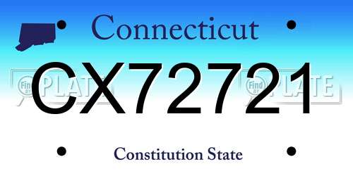 CX72721 Connecticut License Plate