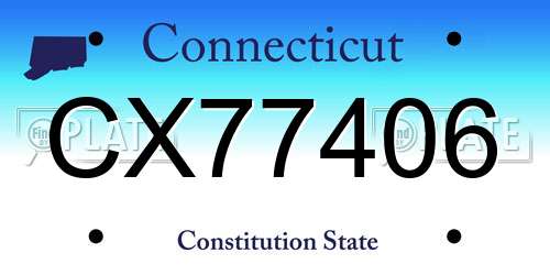 CX77406 Connecticut License Plate