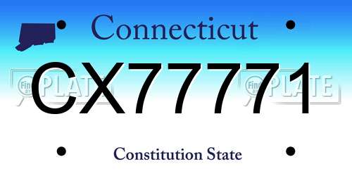 CX77771 Connecticut License Plate