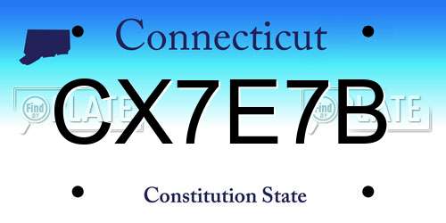 CX7E7B Connecticut License Plate