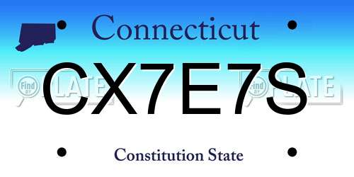 CX7E7S Connecticut License Plate