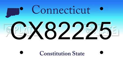 CX82225 Connecticut License Plate