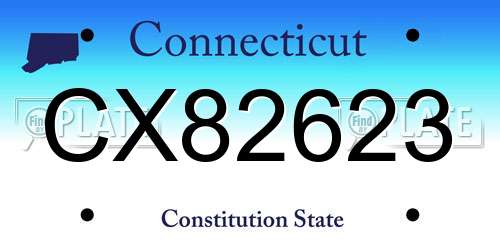 CX82623 Connecticut License Plate