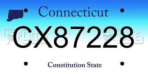 CX87228 Connecticut License Plate