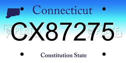 CX87275 Connecticut License Plate