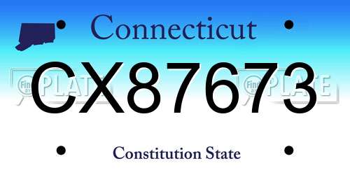 CX87673 Connecticut License Plate