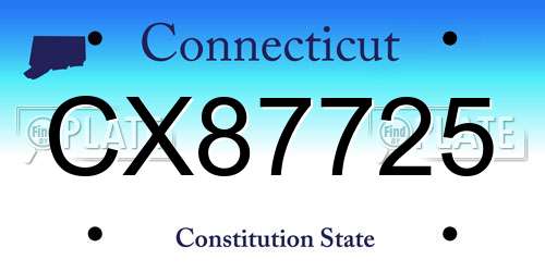 CX87725 Connecticut License Plate