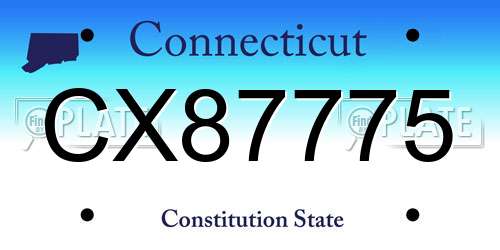 CX87775 Connecticut License Plate