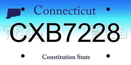 CXB7228 Connecticut License Plate