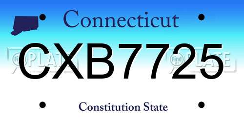 CXB7725 Connecticut License Plate