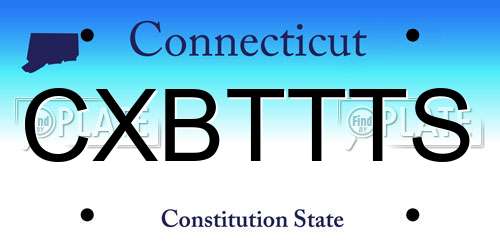 CXBTTTS Connecticut License Plate