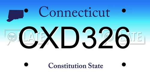 CXD326 Connecticut License Plate