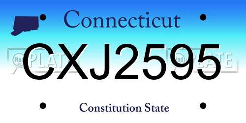CXJ2595 Connecticut License Plate