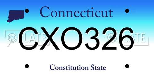 CXO326 Connecticut License Plate