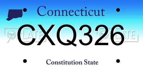 CXQ326 Connecticut License Plate