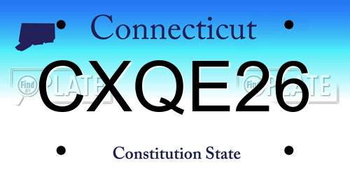 CXQE26 Connecticut License Plate